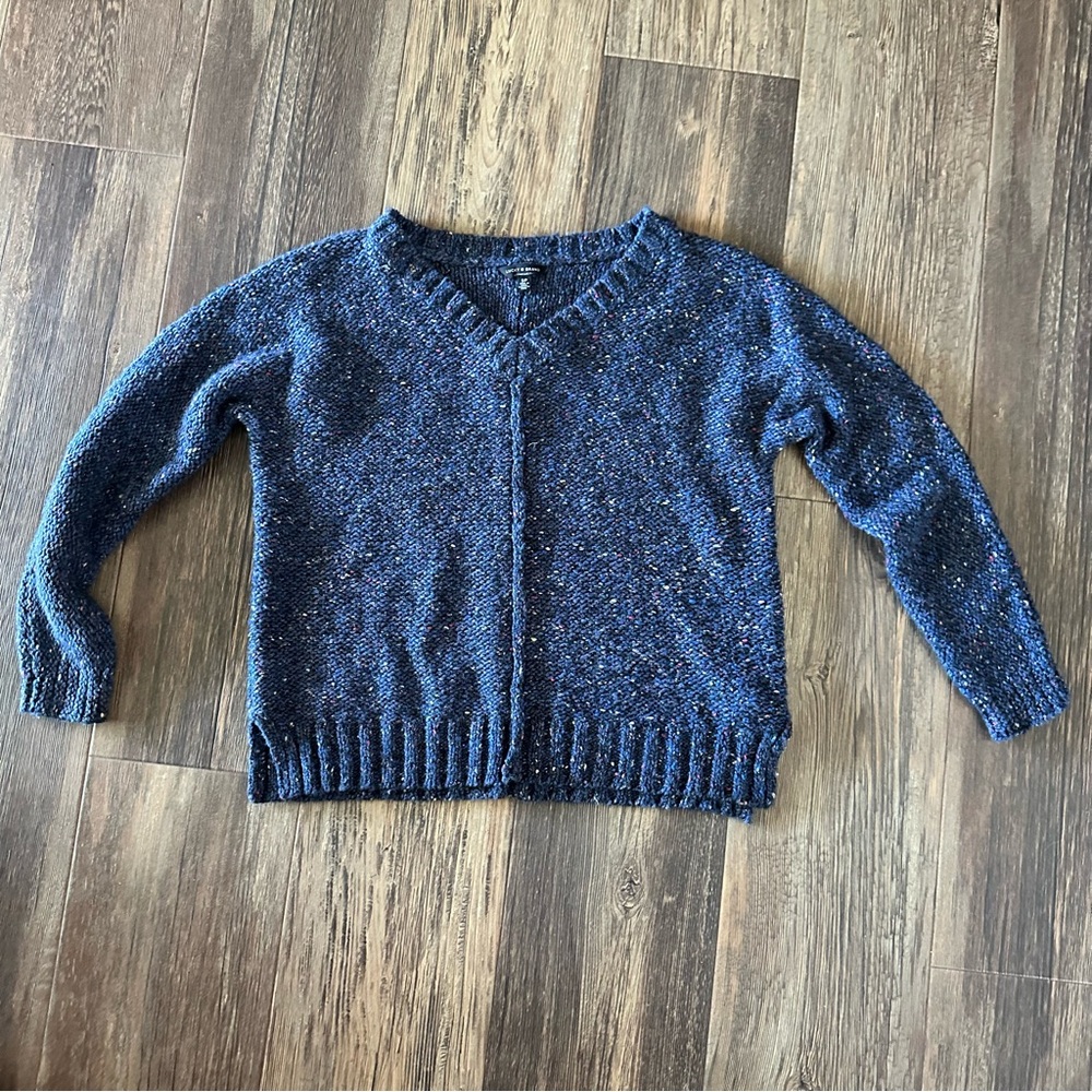 Lucky Brand blue fleck v-neck oversized sweater soft women's S loose top